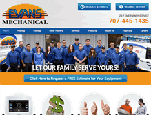Tablet Screenshot of evansmechanical.com